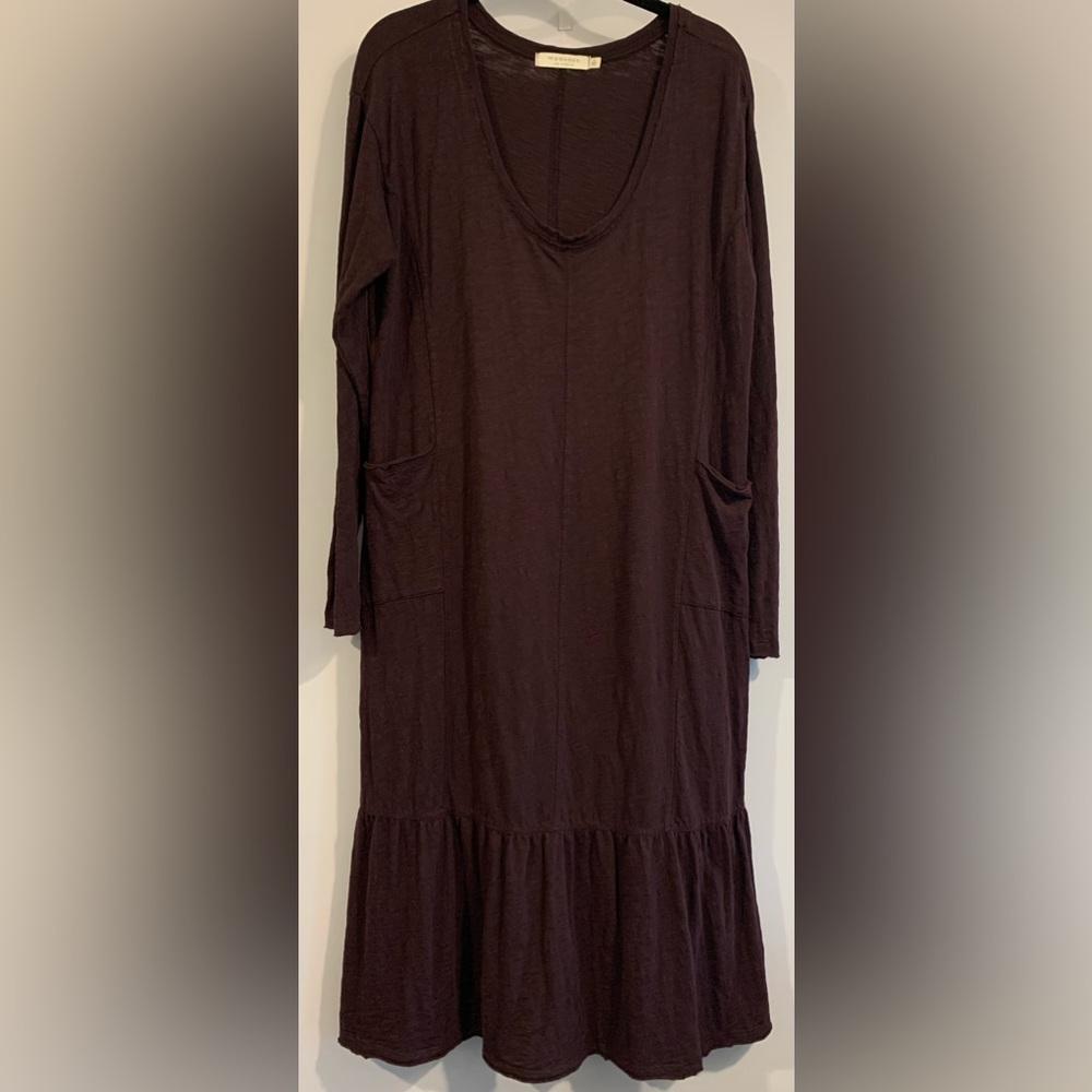 Excellent Condition, Mododoc Purple Slub Cotton Long Sleeve Pocket Dress, Sz S
